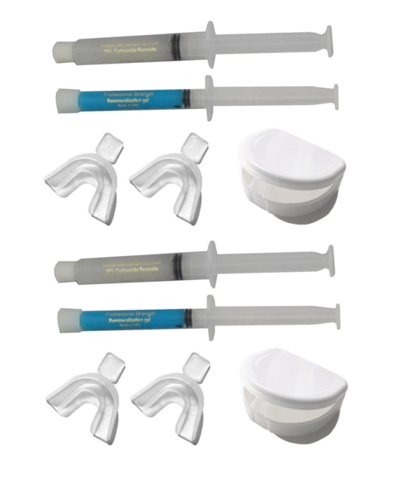 Instant White Smile's 36% C. P. Teeth Whitening Gel 10ml, pair of Thermo-forming Trays, 3ml Remineralization Gel, and Tray Case for 2 - Instant White Smile 