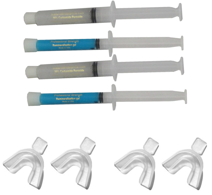 Instant White Smile's 36% C. P. Teeth Whitening Gel 10ml syringe,pair of Thermo-forming Trays and 3ml Remineralization Gel x 2 - Instant White Smile 
